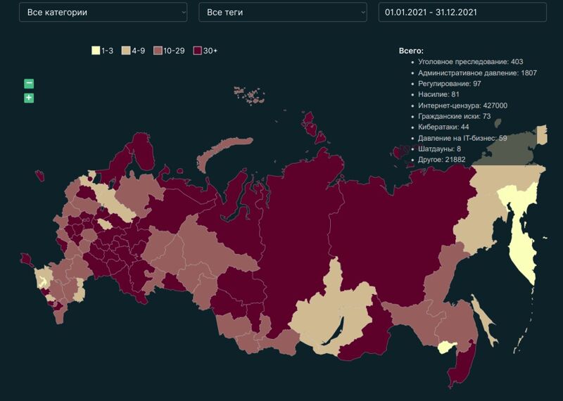 Шатдауны и уголовные дела: правозащитники опубликовали доклад о цензуре в сети в 2021 году