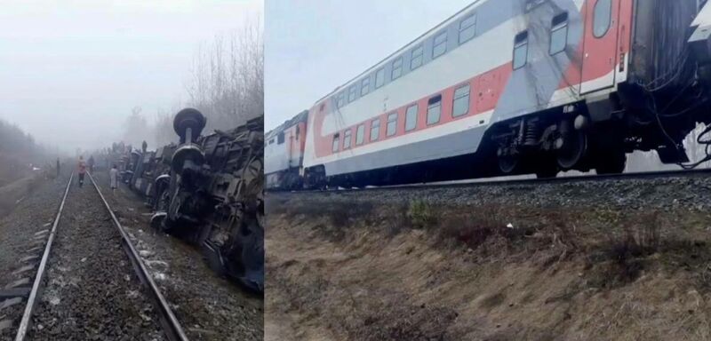 Рельс сломался — поезд лёг