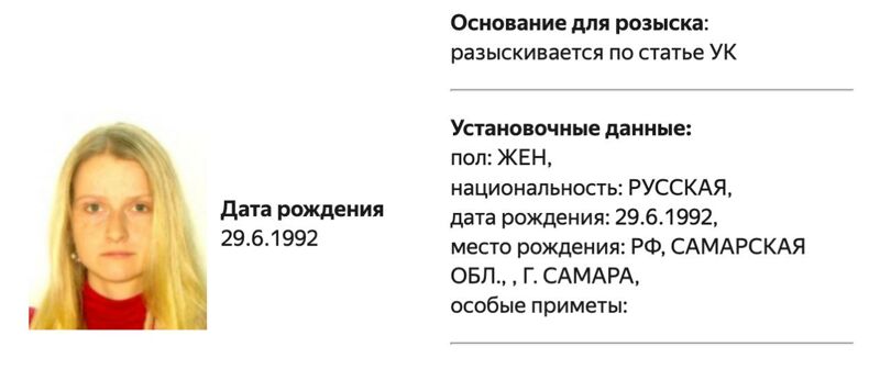 Внесённую в реестр иностранных агентов Дарью Литвишко объявили в розыск